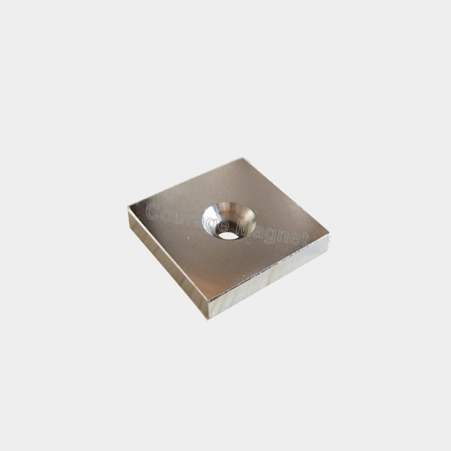 45mm square neodymium magnet with screw holes 45 x 45 x 9 mm