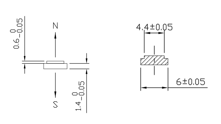 Dimensional drawing of step neodymium magnet