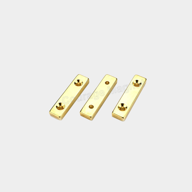 Gold Plated Rectangular Magnet With Two Screw Holes [Custom  Quotation
