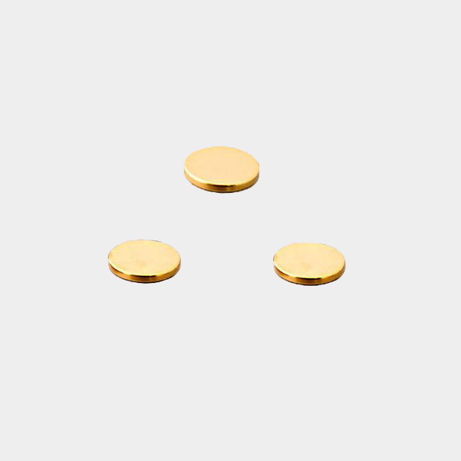 Gold plated neodymium magnet round D10x2mm (3/8"x 1/16")
