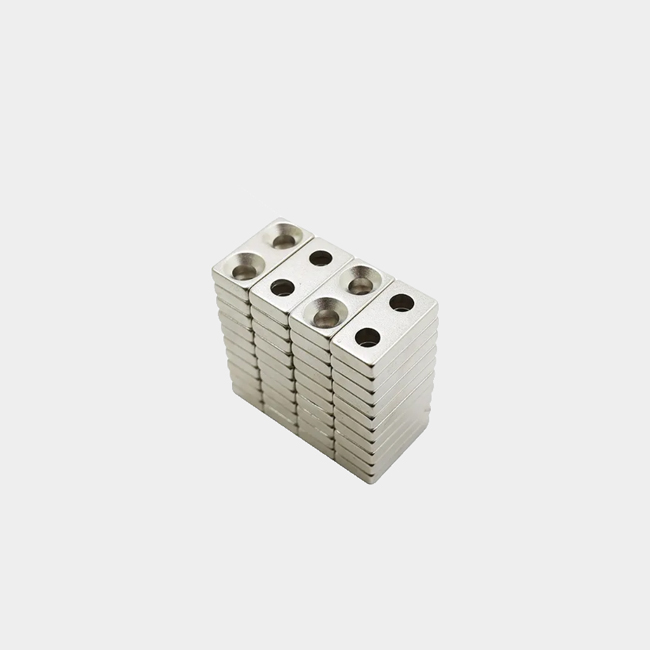 30mm x 10mm x 5mm rectangular ndfeb with double sink holes