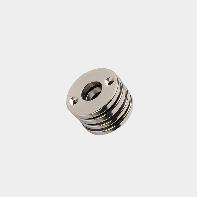 Neodymium ring magnet with 2 screw holes dia 25mm