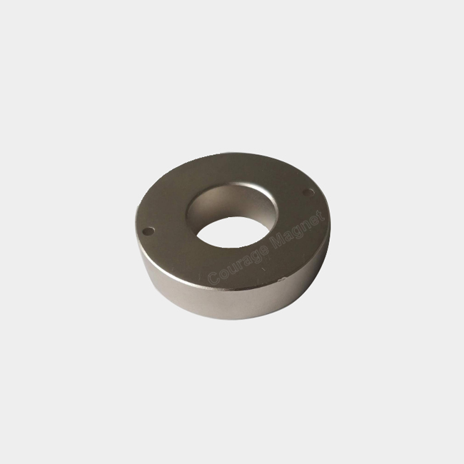 Heavy duty ring magnet with 2 small holes OD 80mm x 20mm