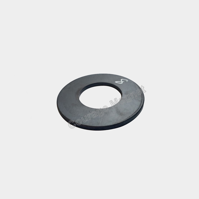 Axial 8 pole sintered ferrite ring with chamfering 90 x 45 x 4.5 mm