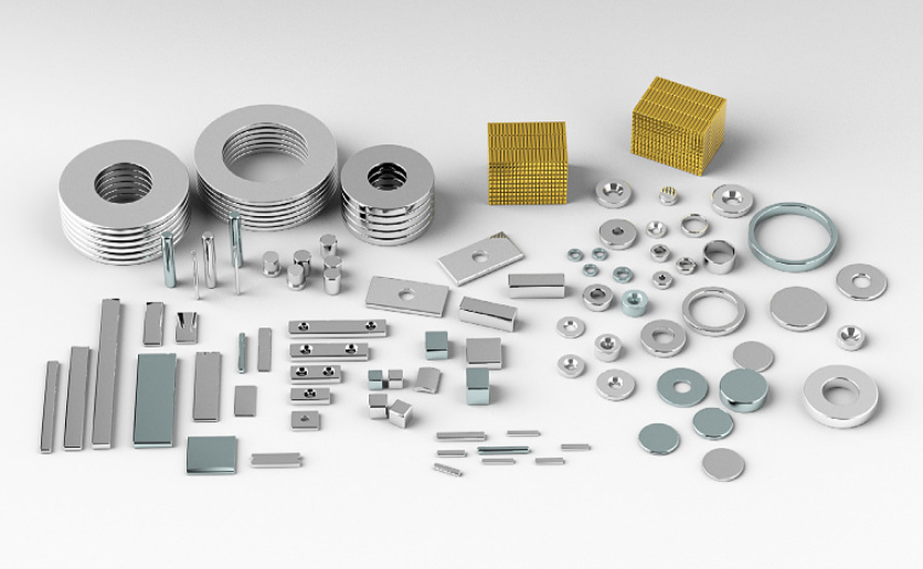 Various shapes of neodymium magnets with holes