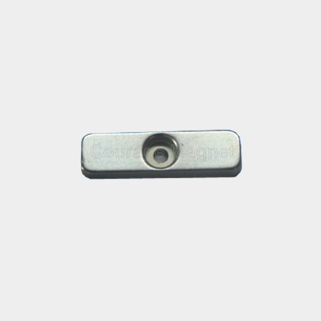 Countersunk hole rectangle channel magnet for window catch