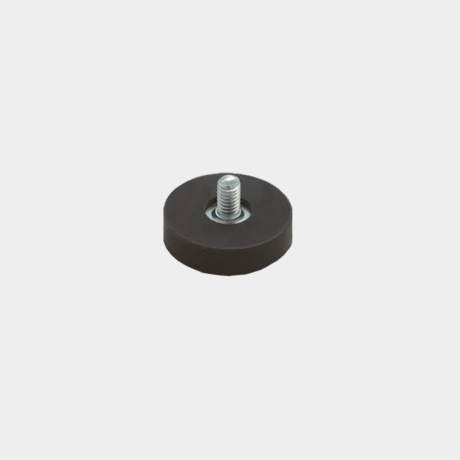 Rubber Coated Round Base Neodymium Magnet With Male Thread