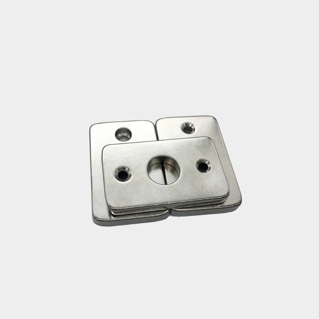 Rectangular block magnet with 3 mounting holes manufacturer