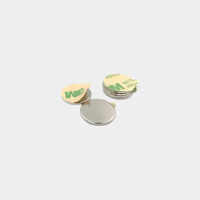 Strong thin round magnets with adhesive backing 15x0.5mm