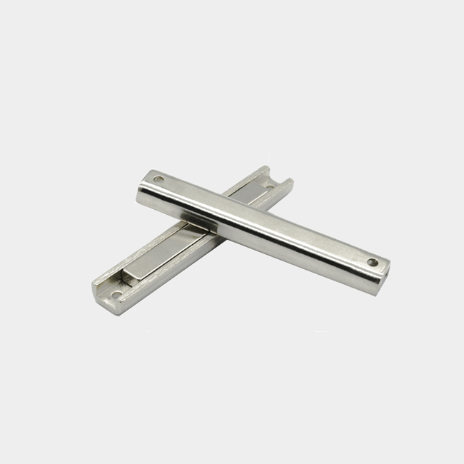 Neodymium rectangular pot channel magnet with holes at both ends
