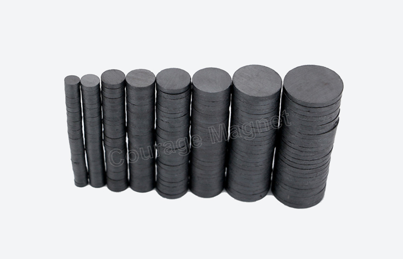 The accompanying pictures show round ferrite magnets of various diameters