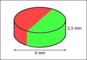 Radially magnetized 6x2.5mm round magnet