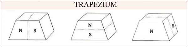 Trapezoidal magnet three common magnetization directions