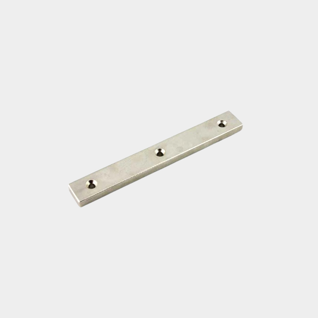 Long Bar Rectangular Permanent Magnet With 3 Countersunk Hole