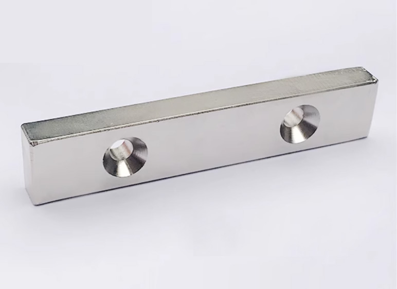 Long bar rare earth neodymium magnet with 2 screw holes for installation 100 mm
