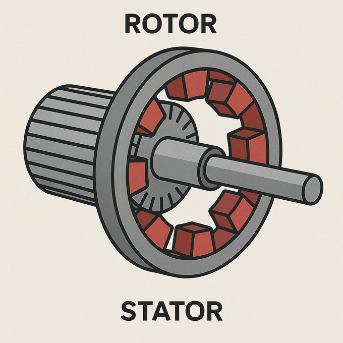 Electric motor rotor and stator structure