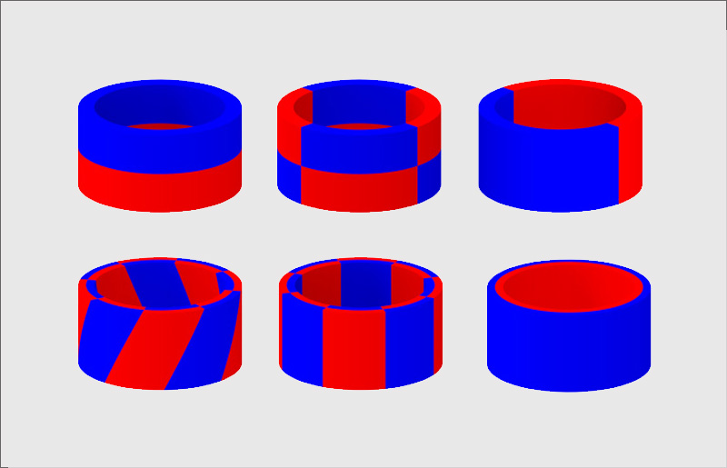 magnetic pole positions of various magnetization methods of ring magnet