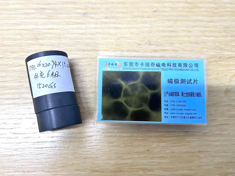 6-pole magnetized sintered ferrite ring with radial outer diameter