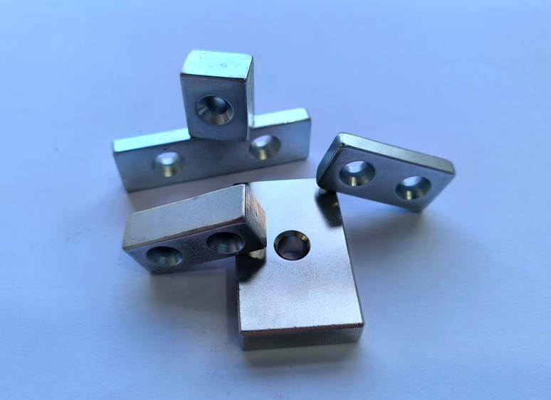 Rectangular neodymium magnet with screw holes