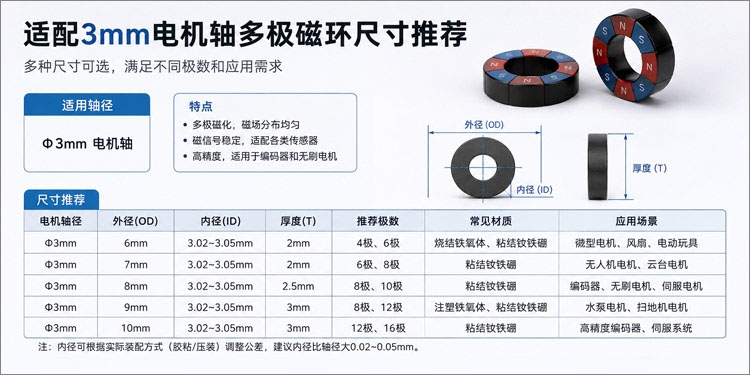Suitable For 3mm Motor Shaft Multipole Magnet Ring Suitable For 3mm Motor Shaft Multipole Magnet Ring