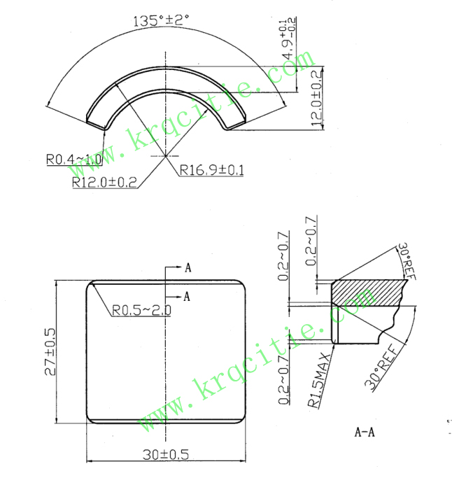 Schematic diagram of arc ferrite magnet